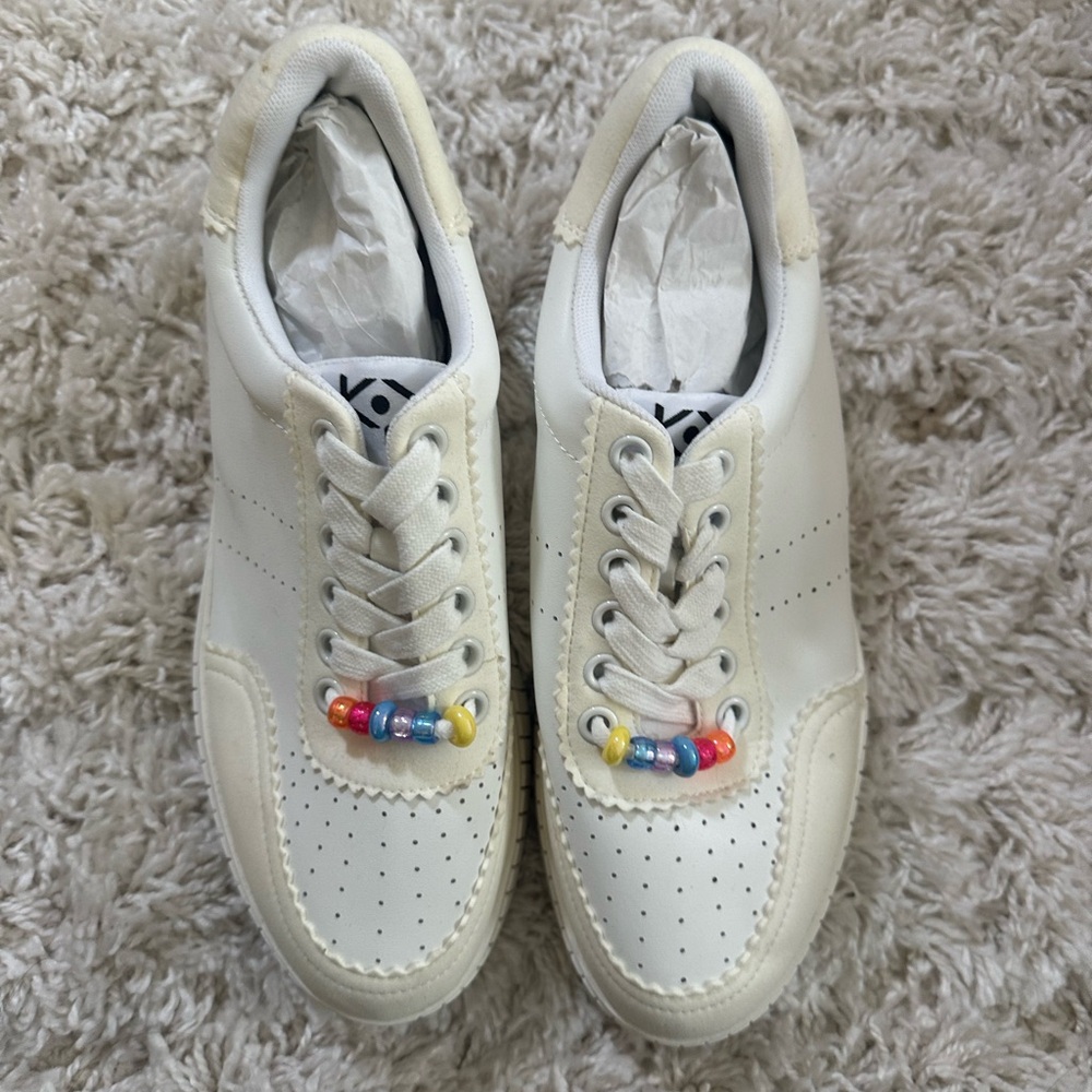 Katy Perry White Sneakers with Colorful Beads